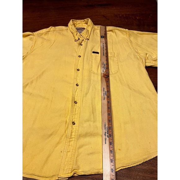 Woolrich Shirt Men's 2XL Yellow Button Short Sleeve Flannel Outdoor VTG Y2K - Picture 8 of 10